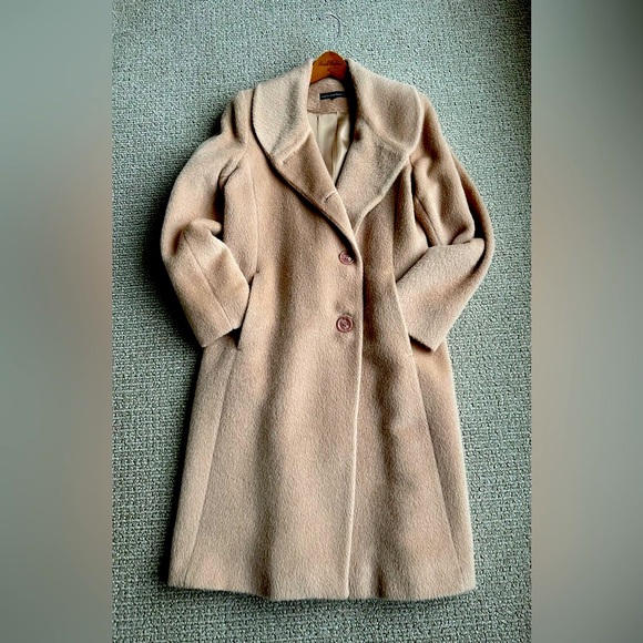 Sofia Cashmere long alpaca coat nude blush neutral color - Picture 1 of 7